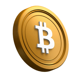 Schuin gepositioneerde Bitcoin BTC munt als decoratief element in de hero-sectie